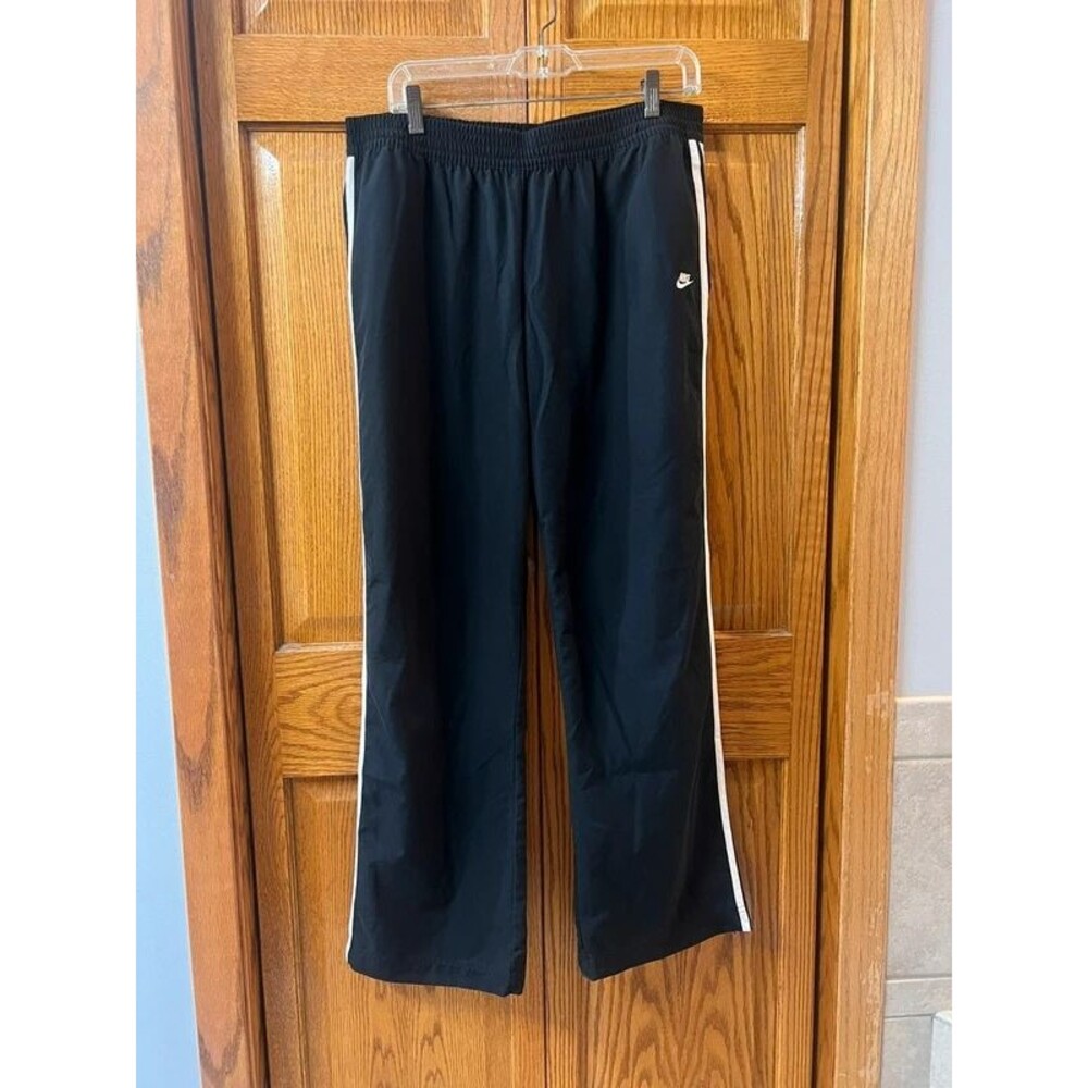 Vintage Y2K windbreaker track pants black with blue and white strips